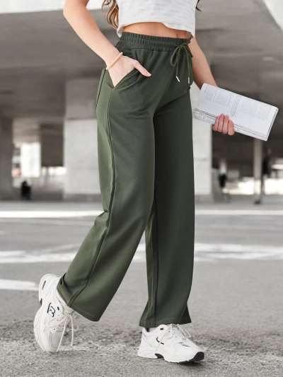 Royalfashion Простые женские брюки с завязкой