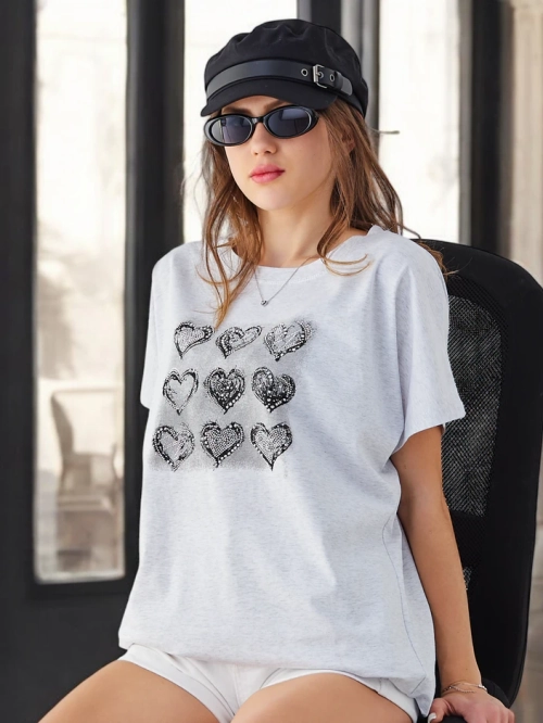 Royalfashion Жіноча бавовняна футболка Багато сердець