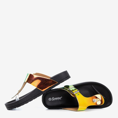 Černé dámské žabky holografické žabky s přezkou Manila - Obuv 1