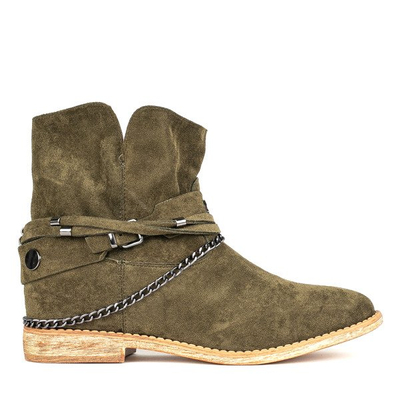 Zelené kovbojské boty na vnitřním klínku Salem - Obuv