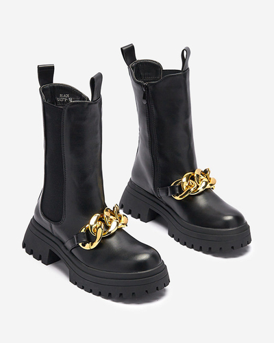 Жіночі черевики з ланцюжком чорного кольору Evves- Footwear