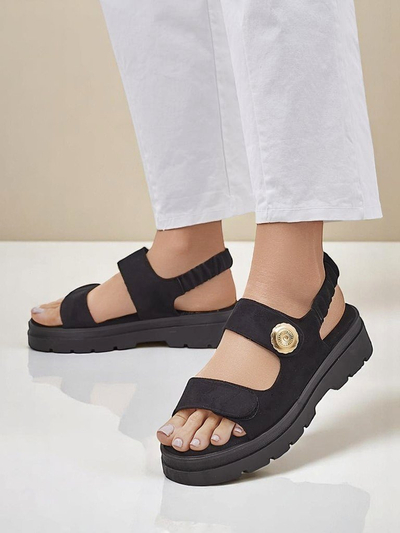 Dámské sandály Royalfashion Anthea Nero – černý semiš, platforma 5 cm