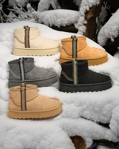 Royalfashion Dámské krátké kozačky a'la snow boots s ornamentem Erititta