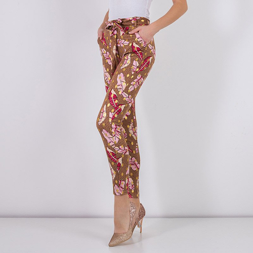 Коричневі жіночі штани з принтом
