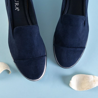 OUTLET Жіночі темно-сині лофери на низькому танкетці Dardariel - Взуття