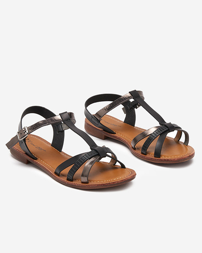 Černé dámské sandály s grafitovým proužkem Logum - Oblečení