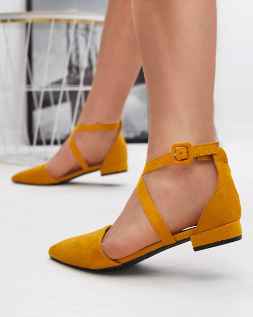 Туфлі жіночі на плоскому каблуці, гірчичний колір Qiumi - Взуття