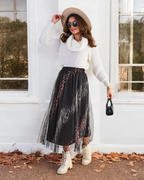 Royalfashion Модель юбки-миди для женщин с тюлем