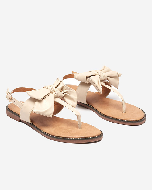 Бежеві жіночі босоніжки з бантом Guzann- Shoes