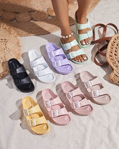 Světle růžové dámské pantofle se sponami. Teliwo - Obuv