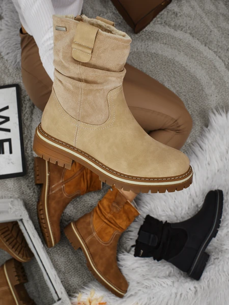 Vyšší dámské eko semišové kotníkové boty Liora