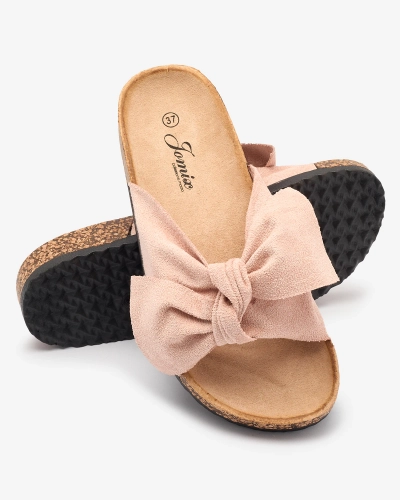 OUTLET Royalfashion Жіночі шльопанці з бантом рожеві Orofdo