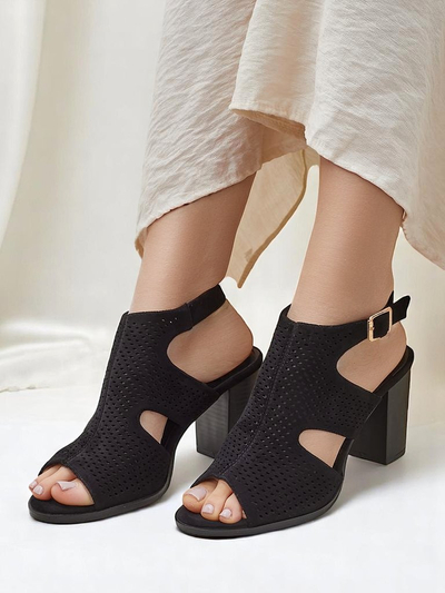 Royalfashion dámské sandály na blokovém podpatku s vyřezávanými detaily Abetle