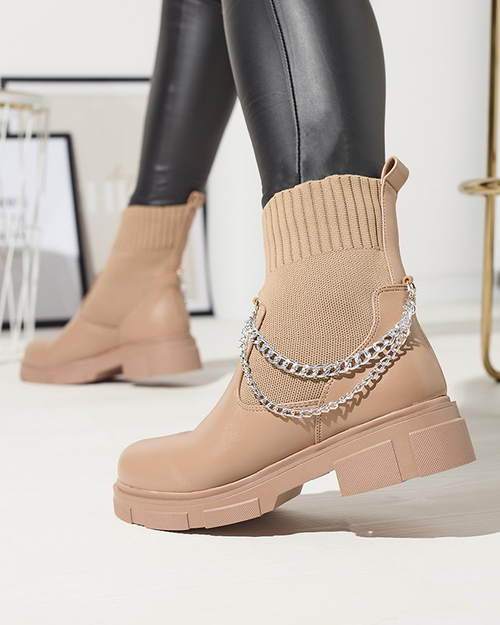 Чоботи жіночі світло-коричневі з верхом a'la sock Foldaf- Footwear