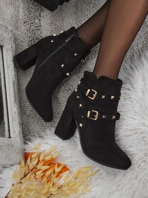 Nova Eleganza Botki na Słupku z Złotymi Elementami