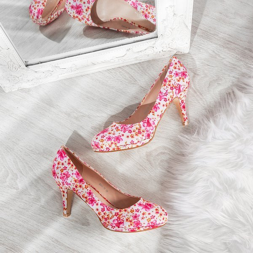 Білі тувлі на шпильці з квітами Coral Springs - Взуття