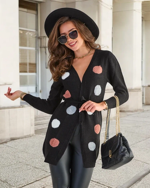 Чорний жіночий кардиган з кольоровими вставками (Туреччина)