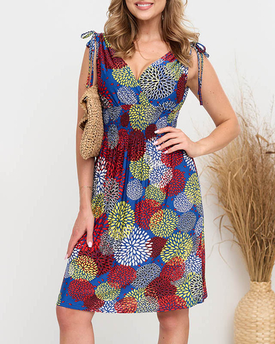 Коротка жіноча кобальтова квіткова сукня - одяг