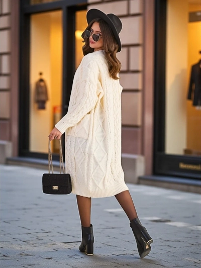 Royalfashion Pletený pončový svetr pro ženy