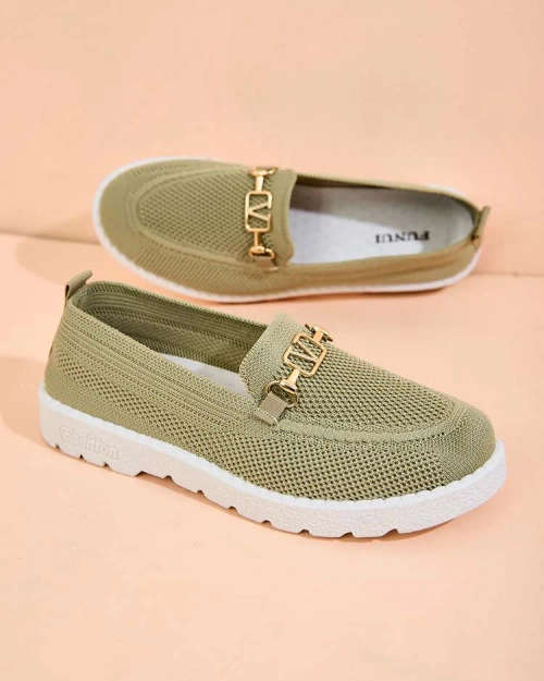 Royalfashion Жіночі тканинні мокасини із золотим декором Erticae