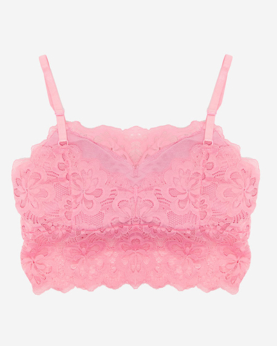Dámský růžový krajkový bralette - Spodní prádlo