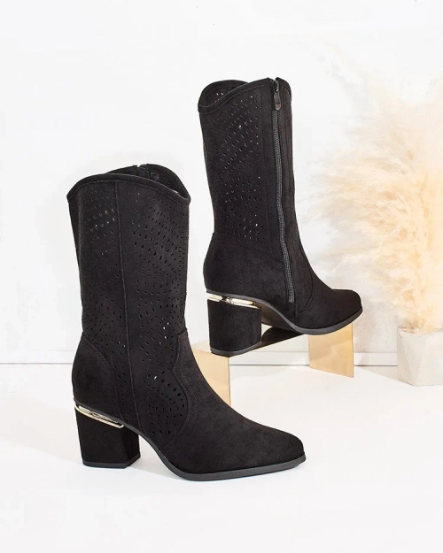 Royalfashion Ажурні чоботи на низькій шпильці Hewir