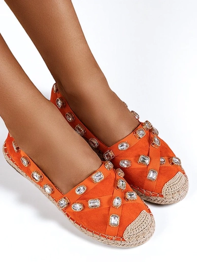 Oranžové dámské espadrilky s krystaly Wamba - obuv
