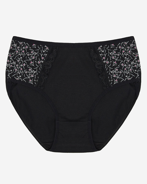 Чорні трусики з принтом. PLUS SIZE- Нижня білизна