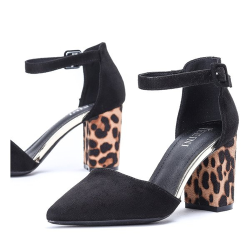 Чорні насоси на посту з леопардовим леопардом на підборах - Взуття 1