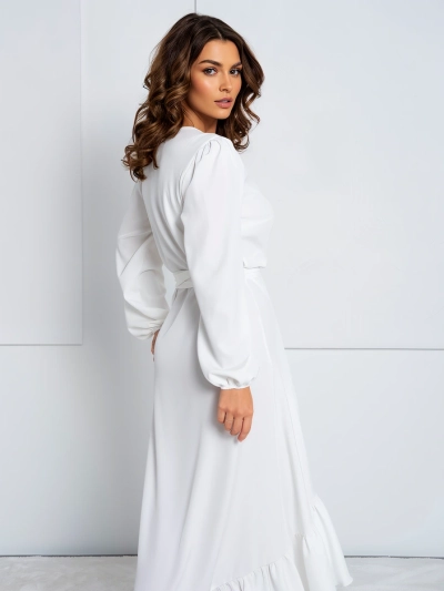 Royalfashion Podvázaná dámská midi šaty s volány