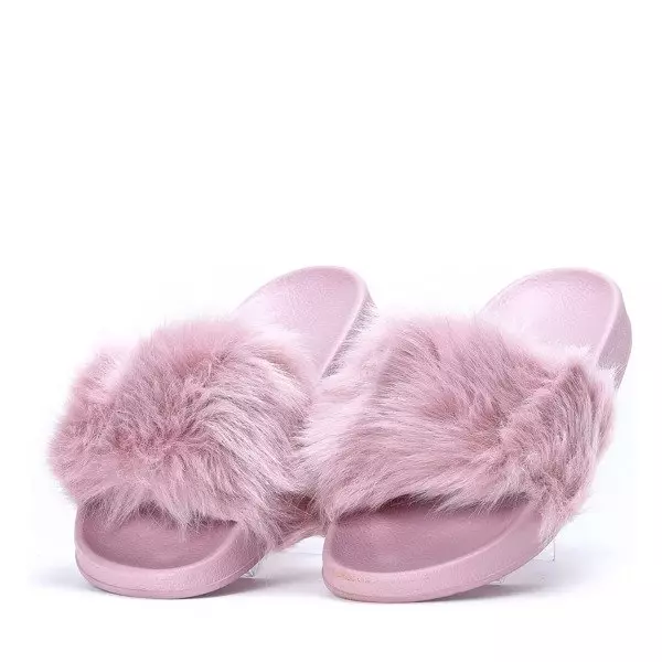 VÝSTUP Fialové pantofle s kožíškem Millie- Footwear