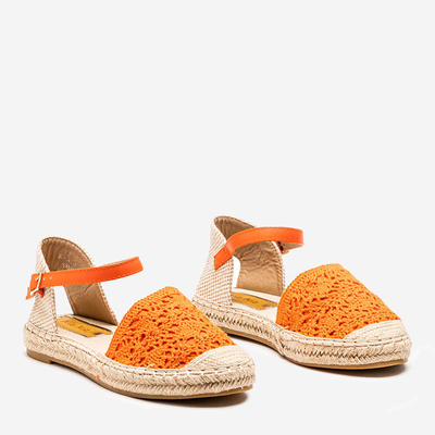 Oranžové sandály espadrilles s svrškem prolamované Asie - Obuv