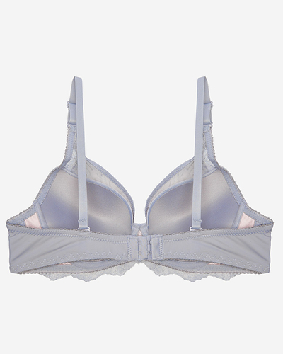 Сіро-рожевий жіночий бюстгальтер з мереживом - Нижня білизна