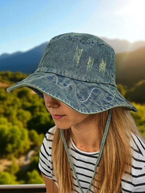 Капелюх жіночий Perseida – денімовий пляжний капелюх з поліестеру