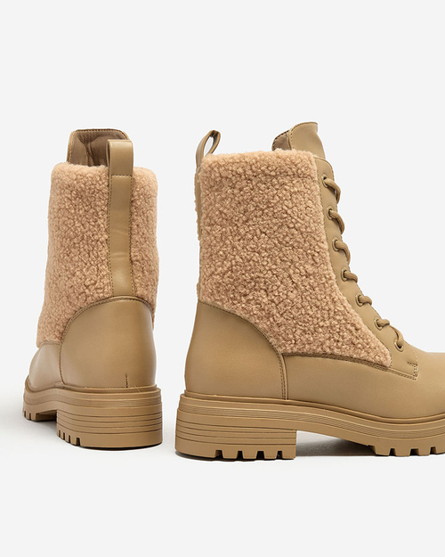 Жіночі черевики на шнурівці з овчиною Royalfashion Setrica