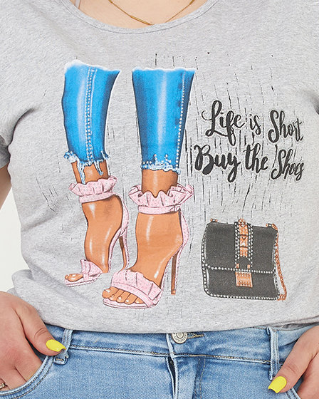 Сіра жіноча футболка з принтом Plus Size