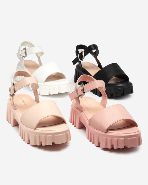 Бежеві жіночі босоніжки на масивній підошві Nerile