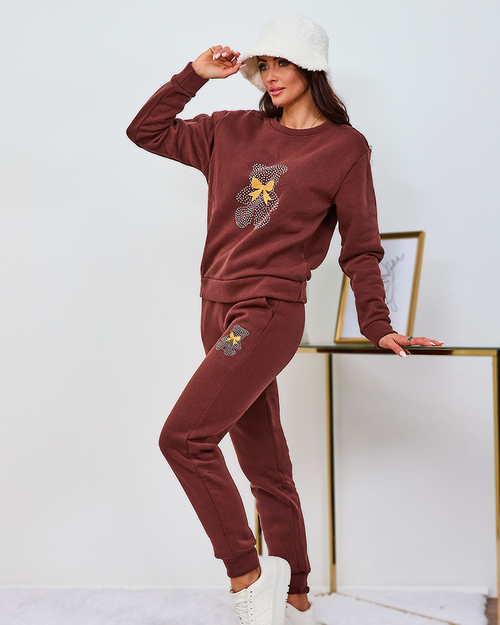 Жіночий утеплений спортивний костюм Royalfashion Brown з принтом