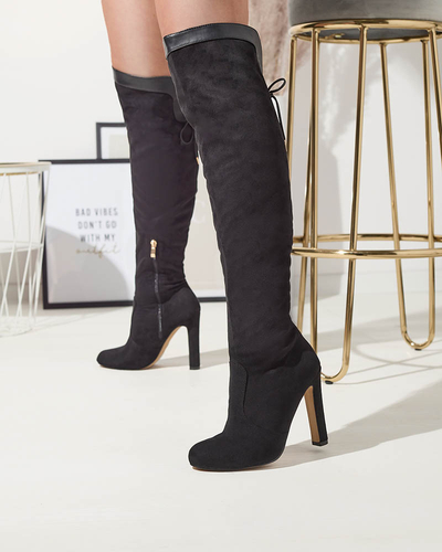 Чорні жіночі чоботи вище коліна Cenolli- Footwear