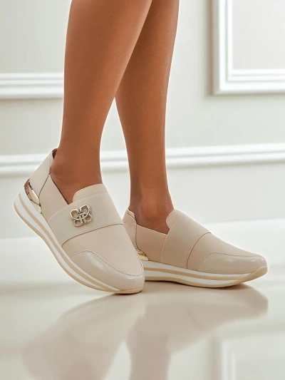 Dámské mokasíny Aurora Classico Beige ekologická kůže ploché podpatky