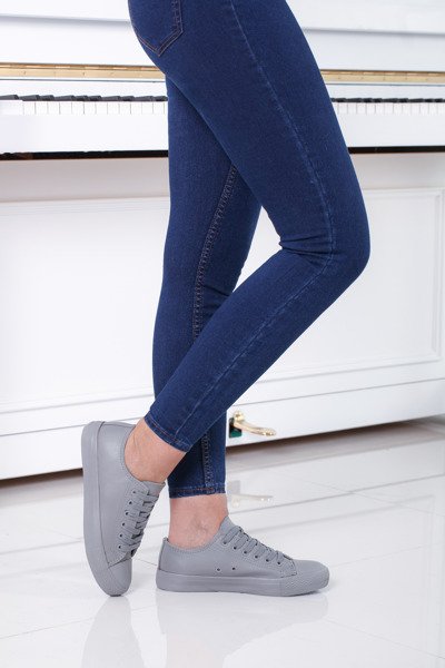 Szare trampki z eko-skóry - Obuwie