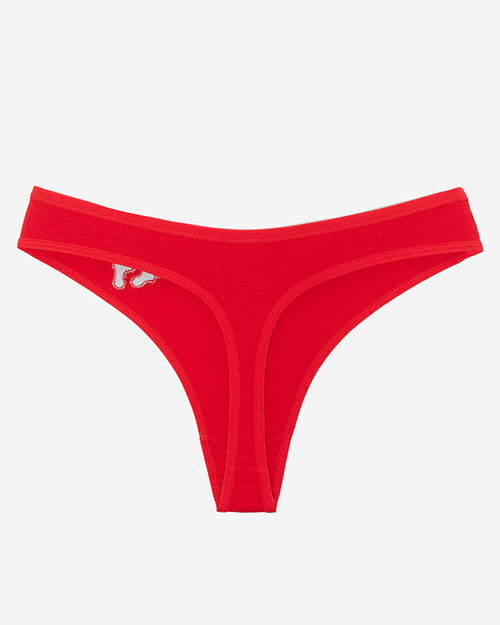 Жіночі червоні бавовняні стрінги з вишивкою - Нижня білизна