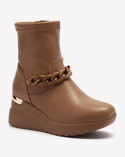 Світло-коричневі жіночі чоботи на якорі з ланцюжком Fefricca- Footwear