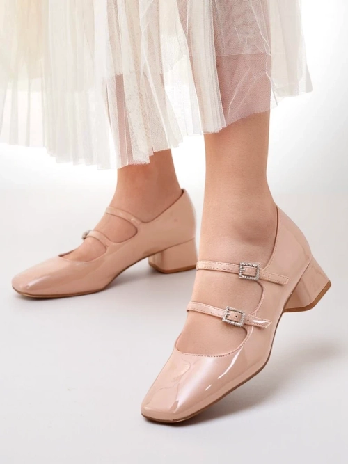 Королівська мода Туфлі із лакованої шкіри на блоковому каблуці зіStrap Vible