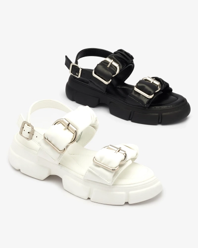 Royalfashion Чорні жіночі босоніжки на товстій підошві Bannat