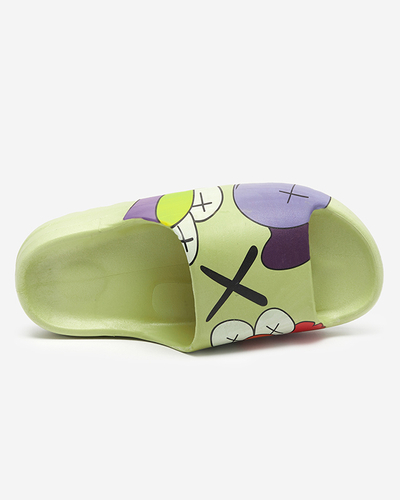 Зелені жіночі резинові шльопанці з принтом Pfizz