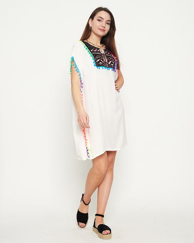 Жіноча літня туніка з білою бахромою - Одяг