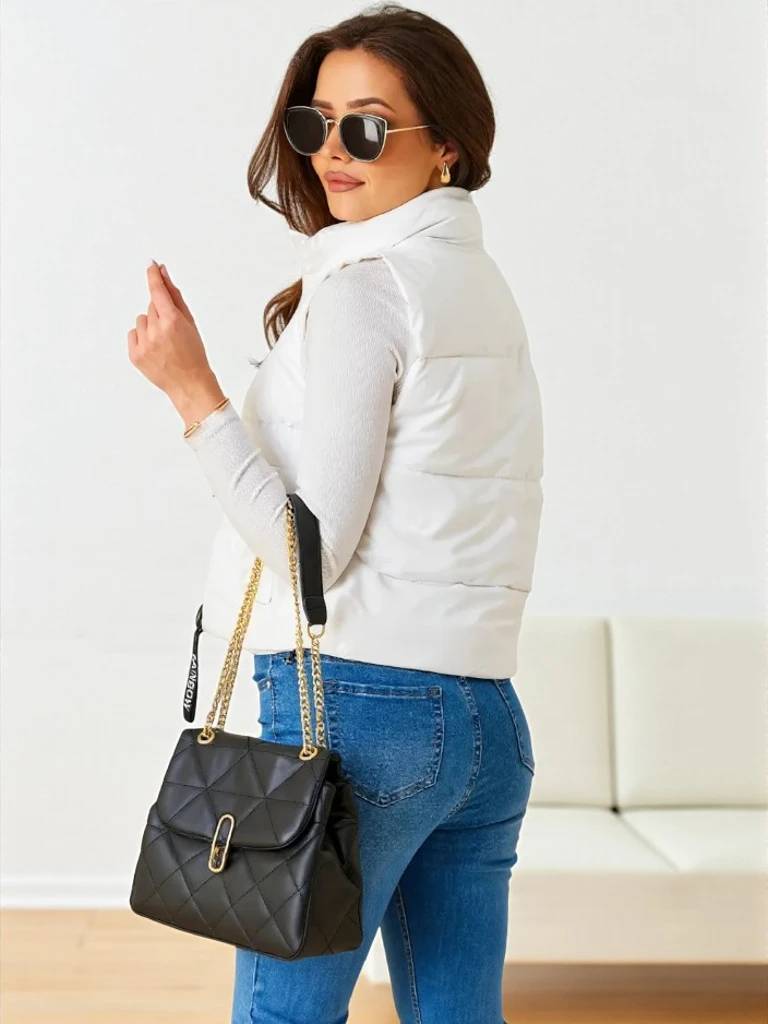 Royalfashion Dámská krátká bezrukávová bunda