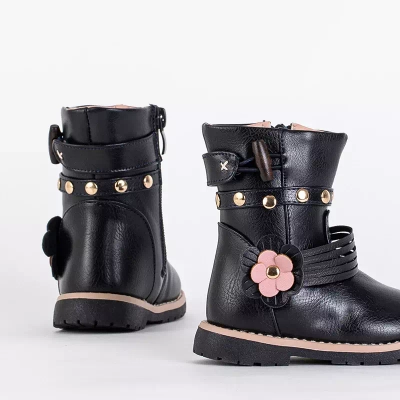 OUTLET Dětské tmavě modré kozačky s eko kůží Kisso- Footwear