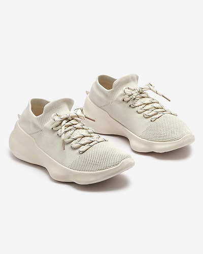 Béžová dámská slip-on sportovní obuv se šněrováním Oteva - Obuv
